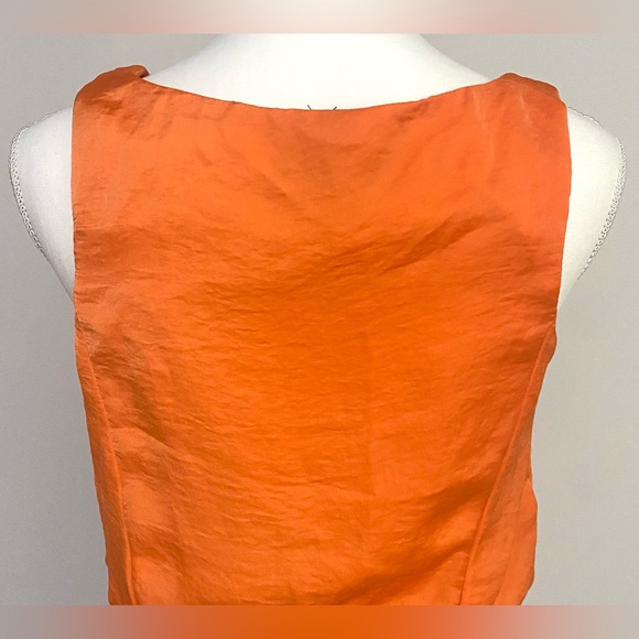 City Triangles Womens M Solid Orange Silk Sleeveless Dress Preppy Classic - Picture 6 of 15
